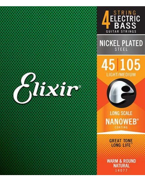 Elixir Nanoweb Nickel Plated Steel Light/Medium 45-105 Longscale Bass