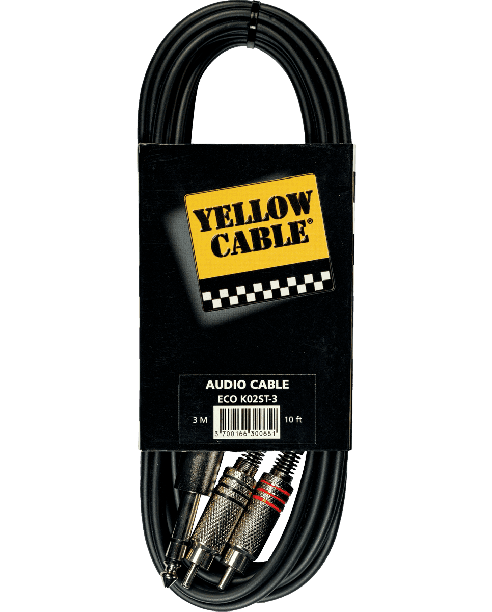 Yellow Cable K02ST 3meterkabel 2RCA/jack (ABMECOK02ST) - Huigens Music